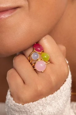 Anillo Celebrate Azul Ba&ntilde;o Oro