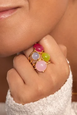 Anillo Celebrate Pink Ba&ntilde;o Oro