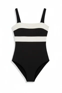 Bañador bandeau moldeador color block B&W