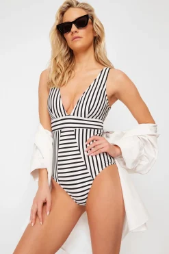 Ba&ntilde;ador de rayas escote en V