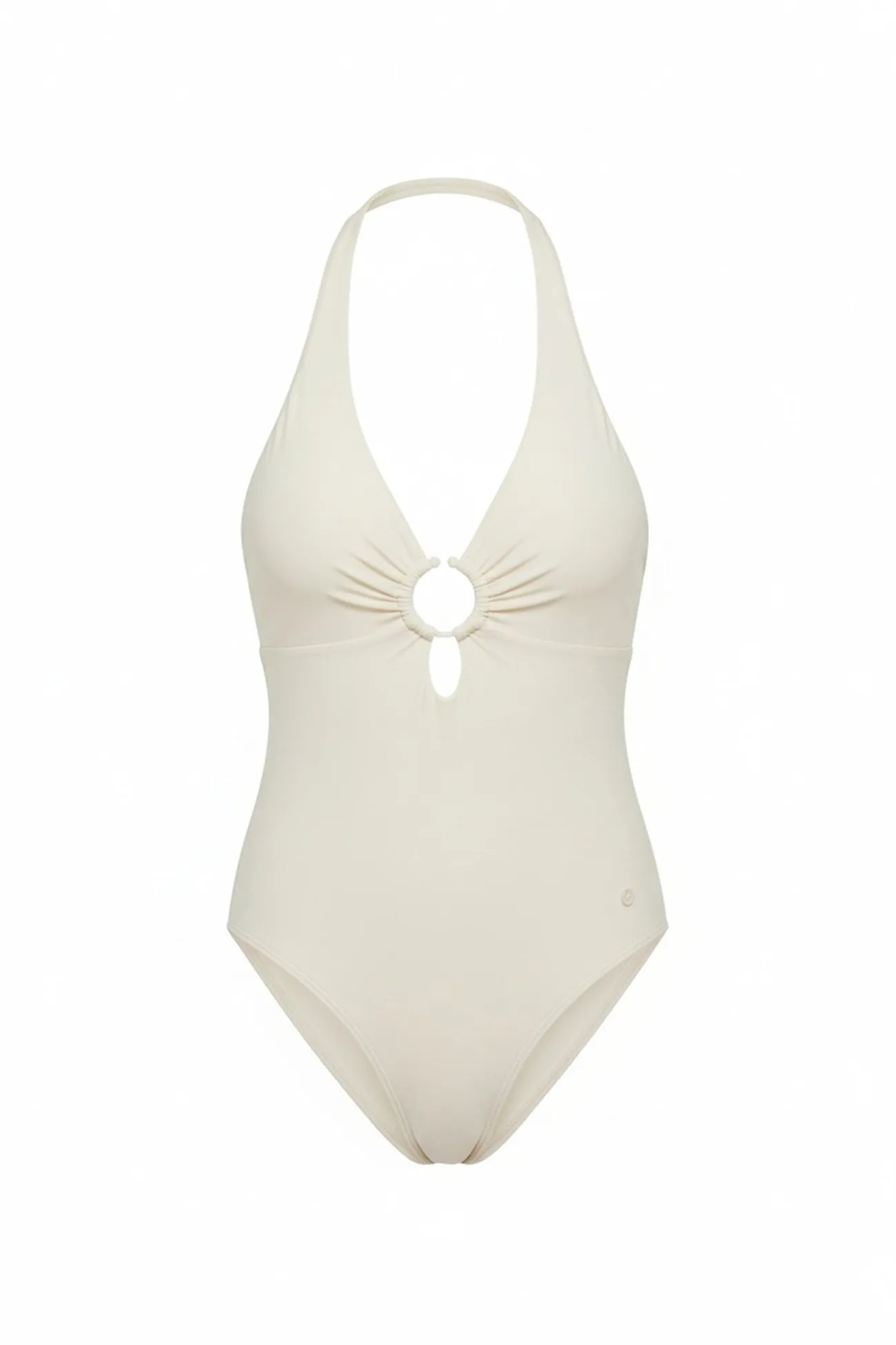 Bañador moldeador escote profundo blanco