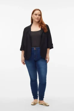 Blazer de mujer abierta con solapa talla grande