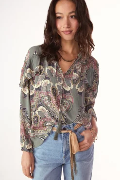 Blusa estampada volante