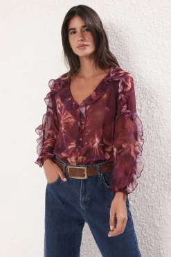 Blusa fluída volantes