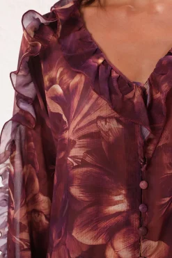 Blusa flu&iacute;da volantes