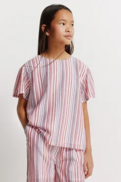 Blusa manga corta rayas lurex niña