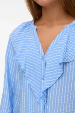 Blusa manga larga de mujer con volantes