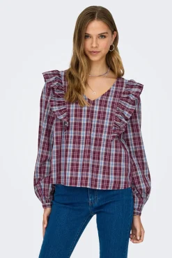Blusa manga larga volantes
