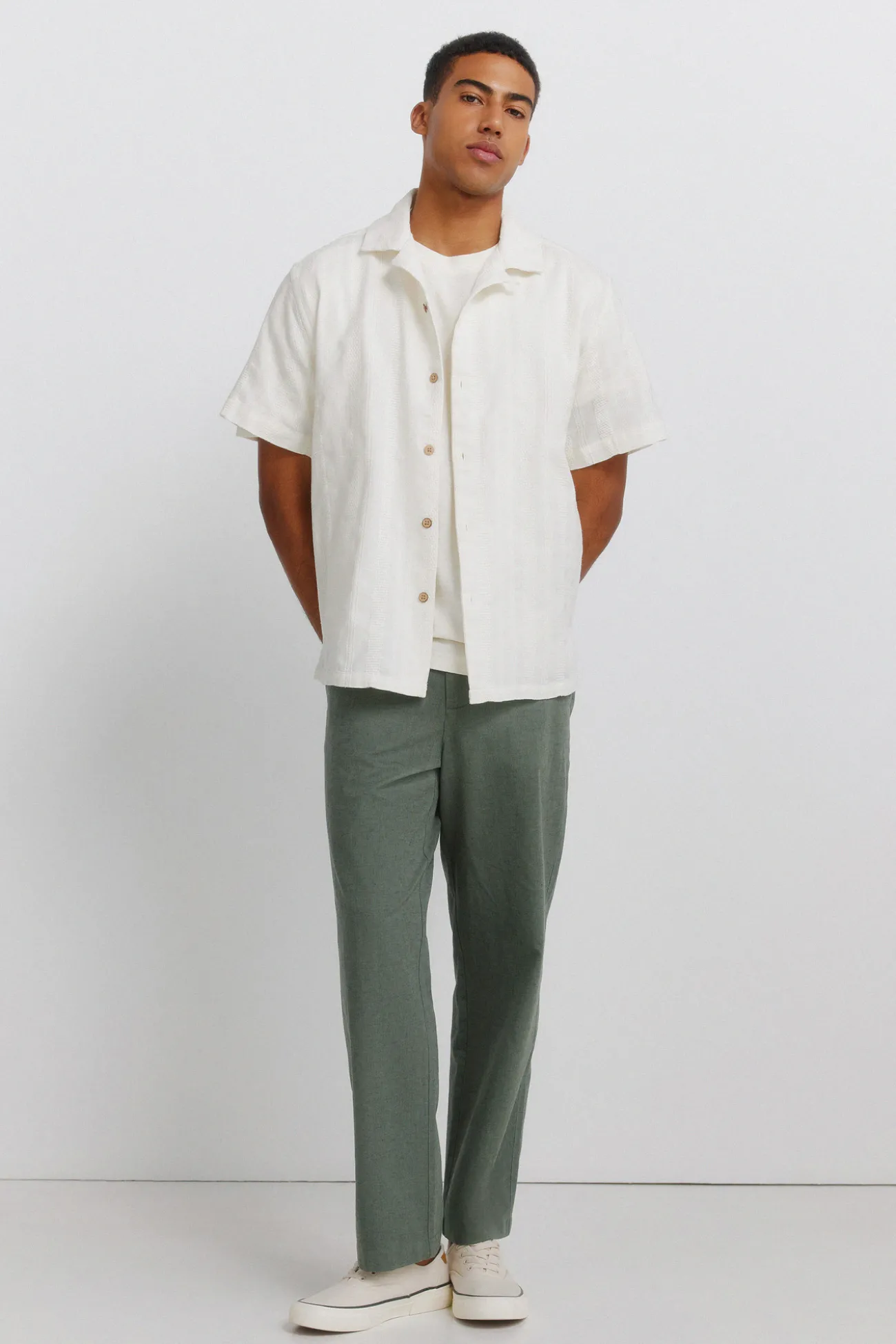 Camisa bowling manga corta jacquard