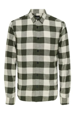 Camisa de hombre de manga larga y cuadros