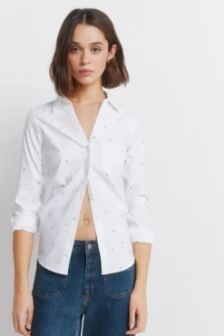 Camisa Oxford escote pico algodón
