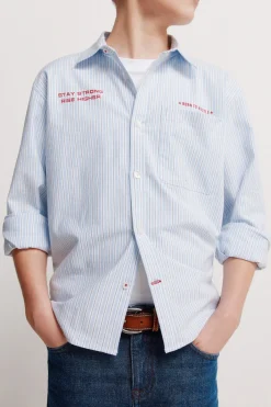 Camisa popelin rayas ni&ntilde;o
