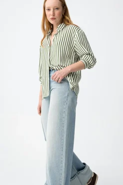 Camisa relaxed manga larga cruda