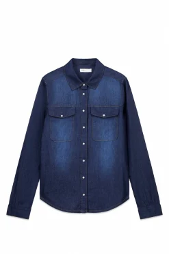 Camisa vaquera bolsillos algod&oacute;n