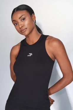 Camiseta halter algodón canalé negro