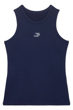 Camiseta halter algodón canalé azul