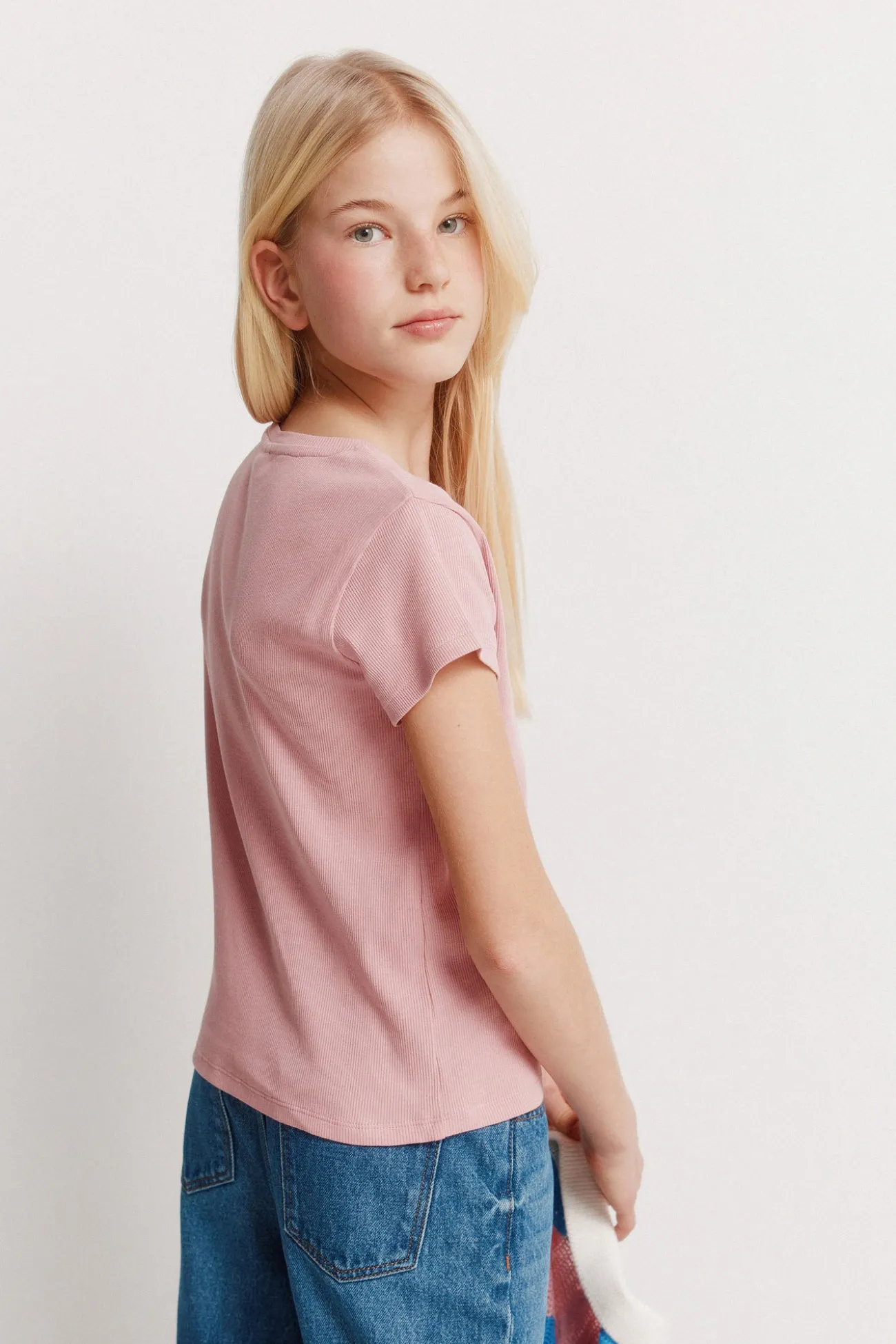 Camiseta manga corta rib ni&ntilde;a