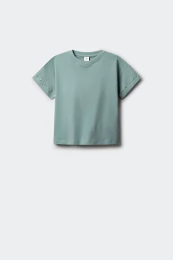 Camiseta manga corta tachas niña