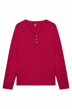 Camiseta manga larga 100% algod&oacute;n rojo