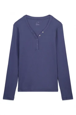 Camiseta manga larga algod&oacute;n canal&eacute; azul