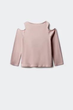 Camiseta manga larga rib hombro descubierto niña