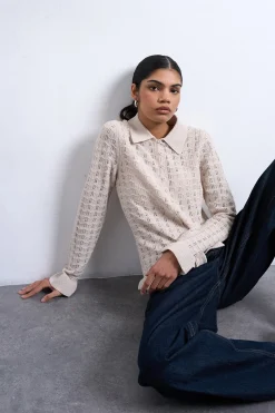 Cardigan de punto manga larga