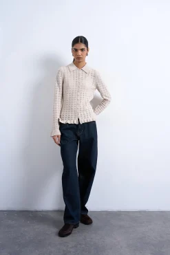 Cardigan de punto manga larga