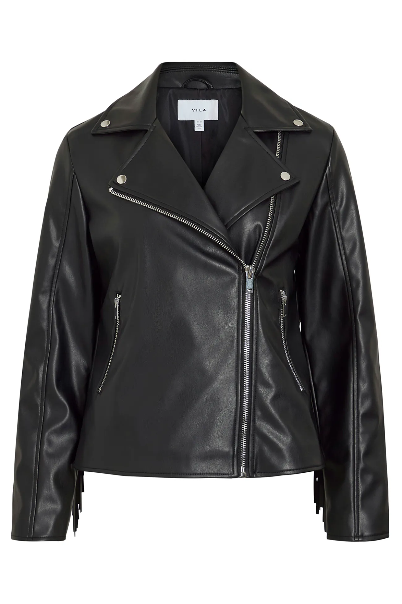 Cazadora biker de polipiel con flecos
