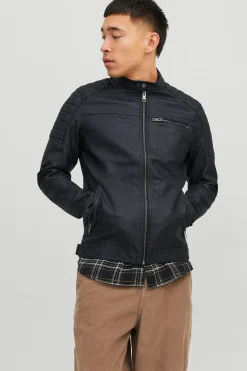 Cazadora biker efecto piel