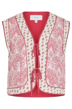Chaleco guateado estampado con lazos