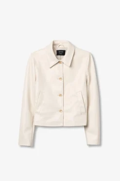 Chaqueta abotonada efecto piel