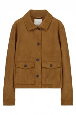 Chaqueta antelina bolsillos