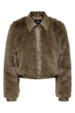Chaqueta corta de pelo sint&eacute;tico