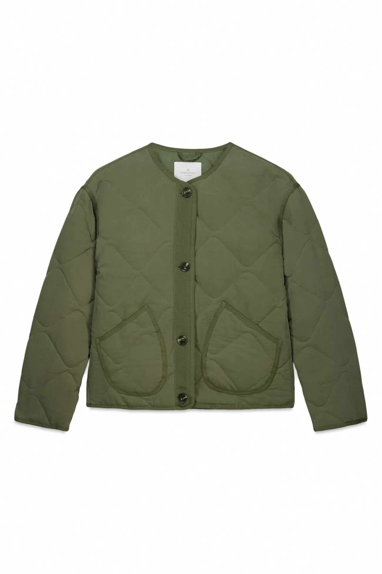 Chaqueta corta verde acolchada