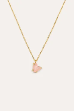 Collar Adorable Heart Pink Ba&ntilde;o Oro