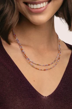 Collar Long Full Crystal Summer Acero Baño Oro