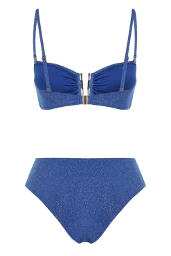 Conjunto de bikini bandeau alto brillo