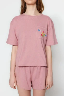 Conjunto de pijama corto liso