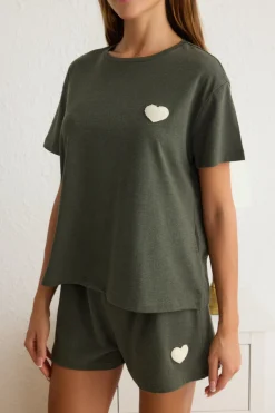 Conjunto de pijama corto coraz&oacute;n