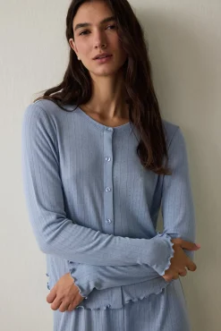 Conjunto de pijama de manga larga con cuello redondo Dahlia con efecto t&eacute;rmico