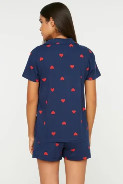 Conjunto pijama camisero corto corazones