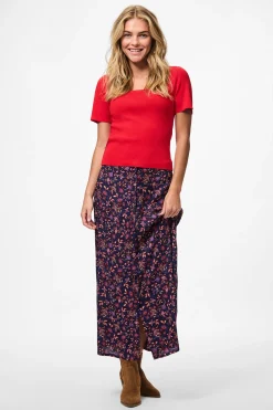 Falda midi de flores
