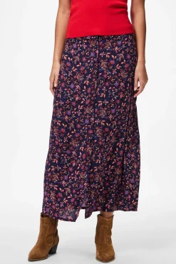Falda midi de flores