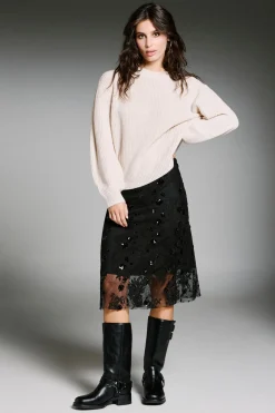 Falda midi de lentejuelas
