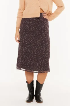 Falda midi estampado floral peque&ntilde;o