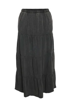 Falda midi panelada washed