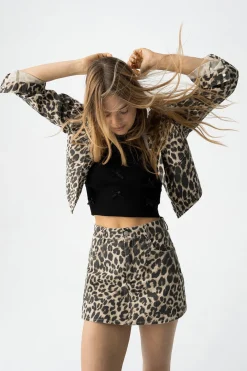Falda-Pantalón vaquera de leopardo