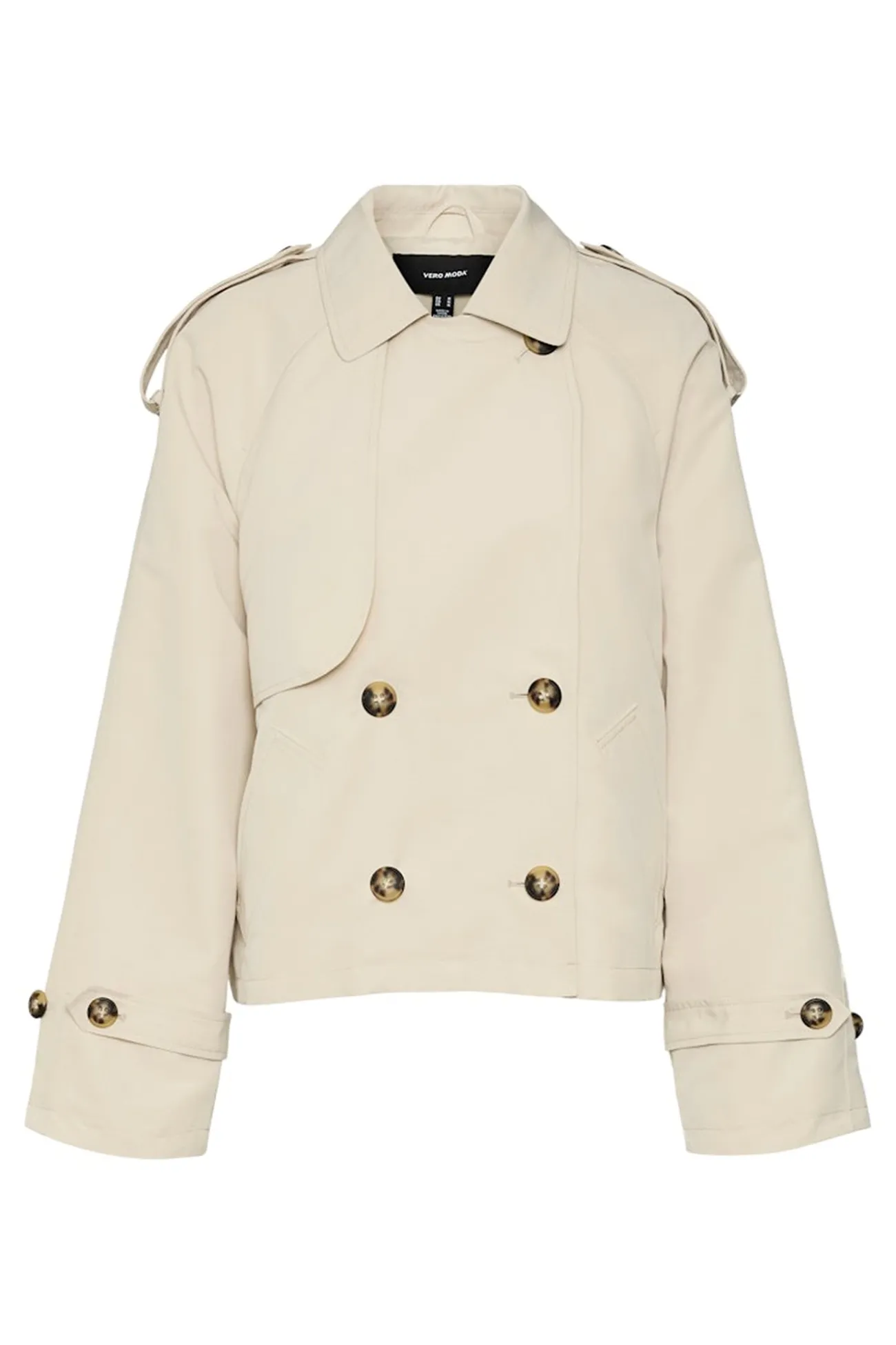 Gabardina corta cuello de solapa