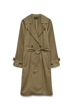 Gabardina midi manga larga