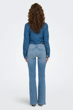 Jeans Flared Tiro Medio
